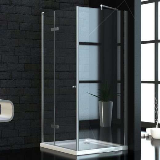 cs-trading Glas Duschkabine mit Duschwanne und Faltt&uuml;r 8mm Glas 90 x 90 cm