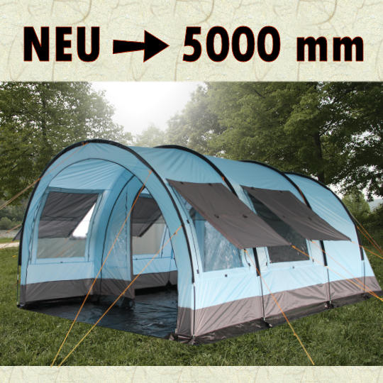 Tunnelzelt Zelt 2 Kabinen versetzbarer Wand 5000mm WS 4 Personen Zelt Grau/Blau eBay