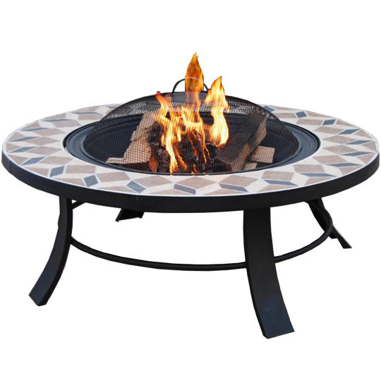 Feuerstelle, Terrassenofen 77cm Dekor - Schwarz