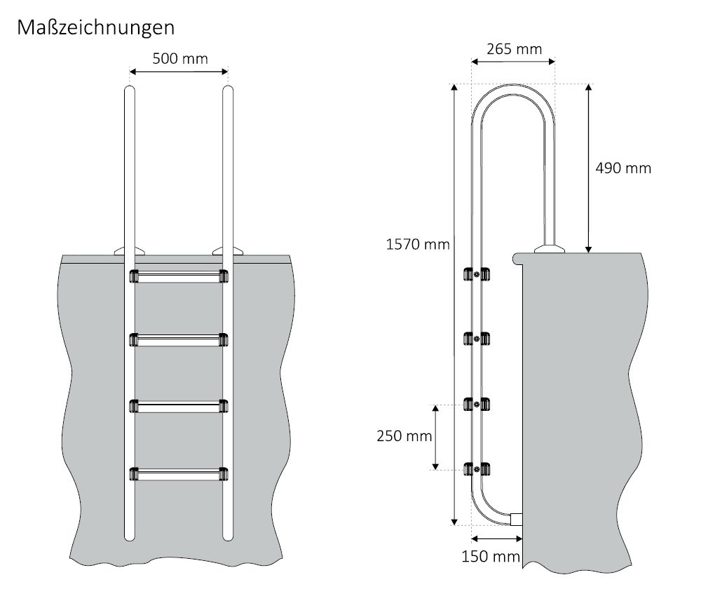 Zelsius Edelstahl Poolleiter Mit Stufen X X Cm Ebay