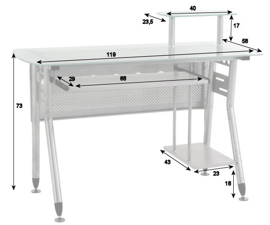 Glas Computertisch, PC Tisch, Schreibtisch  Küche 