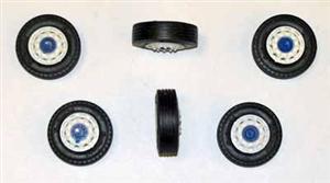 6 Profilreifen weiss-blaue Felge 24mm Durchm. NZG!