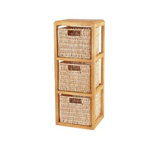Holzregal mit 3 Körben Regal Aufbewahrungskörbe Maisgeflecht | eBay