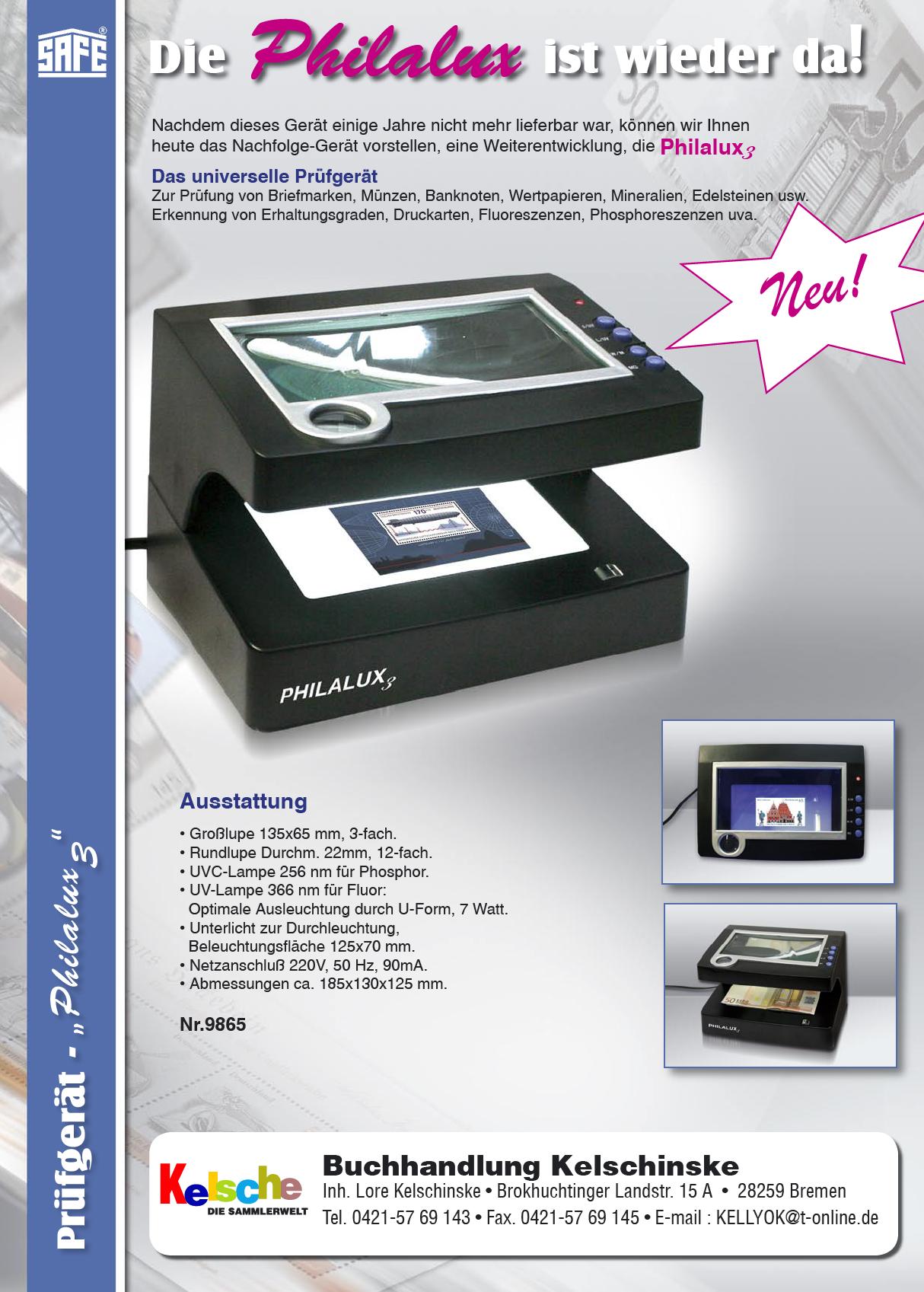 SAFE Philalux Magnifying 3 UVC256 Phosphor UV 366 Fluor