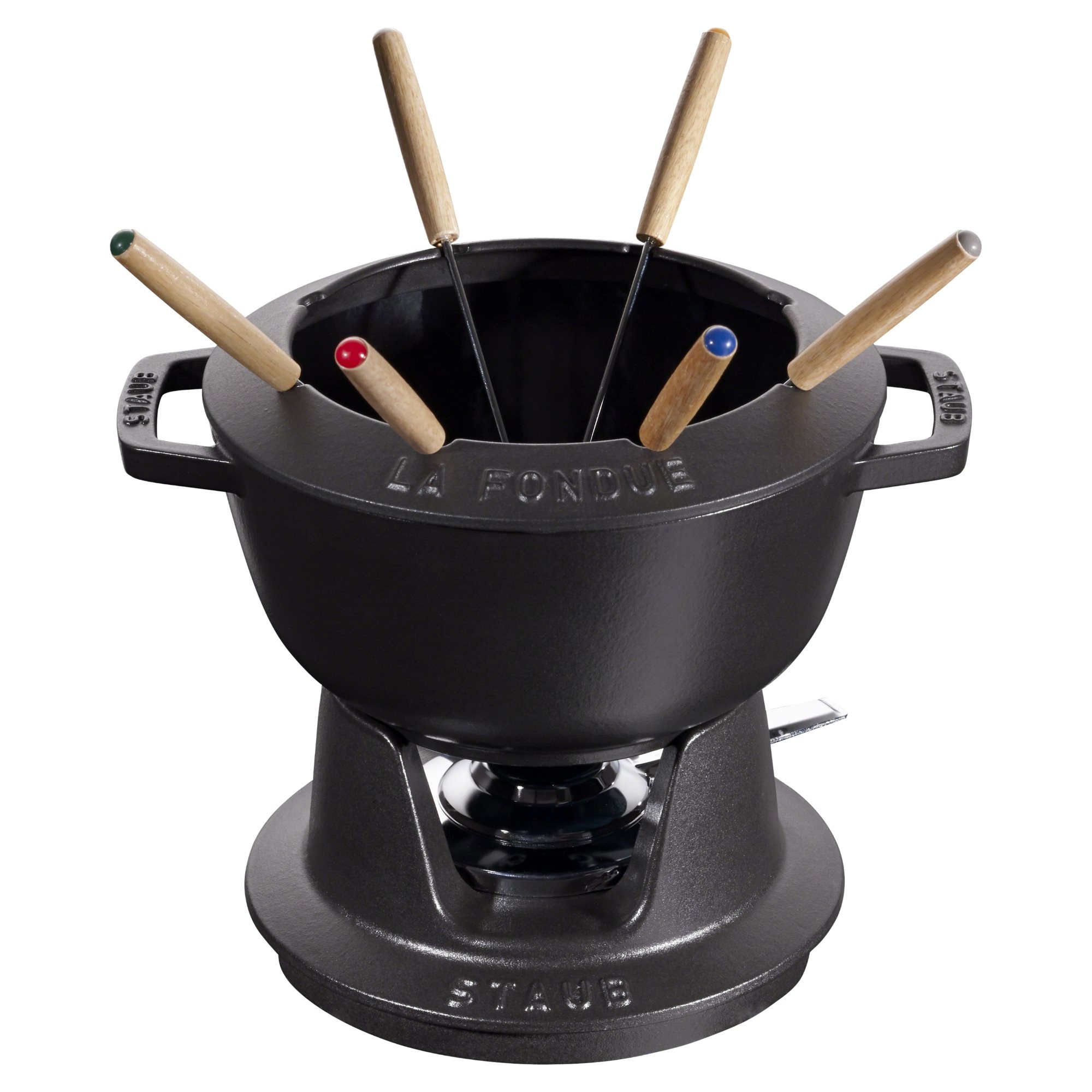 STAUB France Fondue-Set Schwarz aus Gusseisen mit 6 Fonduegabeln