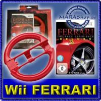 Wii - Lenkrad rot + Ferrari The Race Experience Deluxe