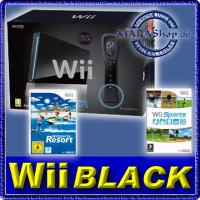 Nintendo Wii Konsole Schwarz + Wii Sport und Wii Sports Resort
