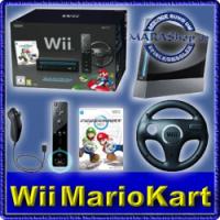 NINTENDO Wii Konsole Schwarz inkl. Mario Kart, Lenkrad