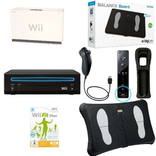 Nintendo Wii Konsole Schwarz, Balance Board Black Und Wii Fit Plus Neu