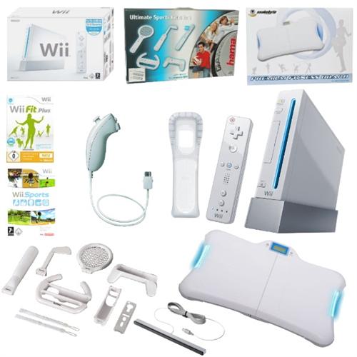 NINTENDO Wii Konsole weiß mit Balance Board, Wii Fit Plus, Hama 8in1 Set
