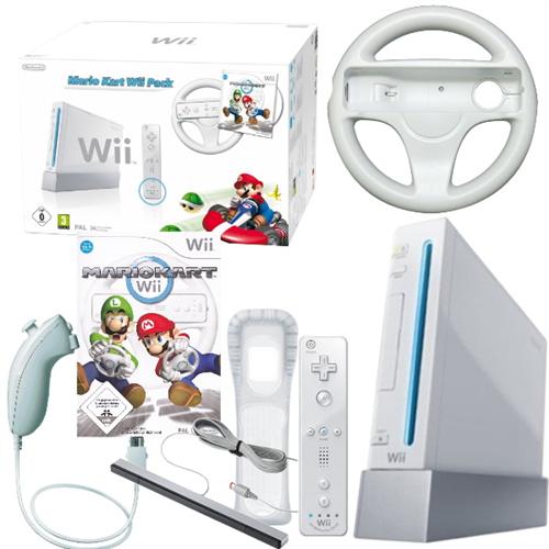 NINTENDO Wii Konsole weiss inkl. Mario Kart, Lenkrad