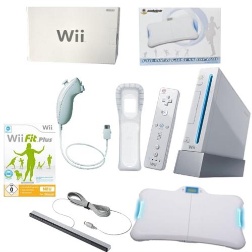 Nintendo Wii Konsole Weiss Premium Balance Board Wei&szlig; Und Wii Fit Plus Spiel Neu