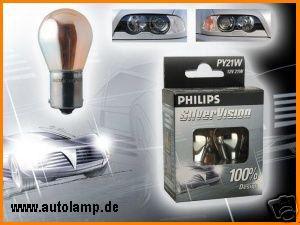 2 St PHILIPS SILVER VISION CHROM BLINKER PY21W LAMPEN