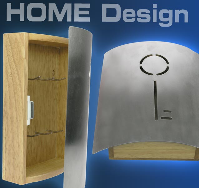 Design Schlüsselkasten Edelstahl / Holz 1016