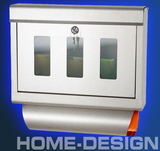 PRO DESIGN Briefkasten EDELSTAHL GLAS Zeitungsfach 1035