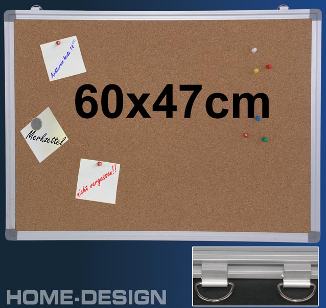 ALUMINIUM 60x47cm Pinwand Memoboard Kork Pinnwand 1046