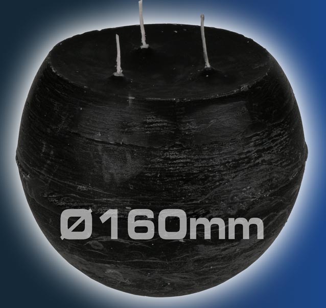 XXL Kugel Kerze schwarz 3 Docht Party Licht 160mm 1835