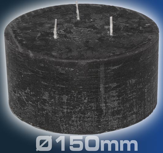 Zylinder Kerze schwarz 3 Docht Party Licht 150mm 1839