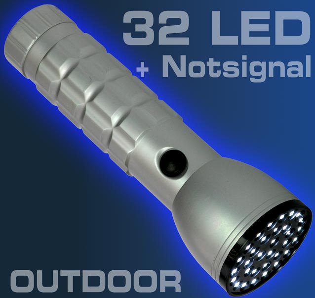 32 LED ALU Camping Taschenlampe Blackhead Design 1132