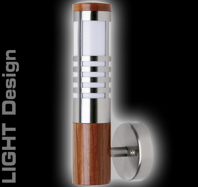 Garten Lampe Außenleuchte EDELSTAHL / TEAK 42881
