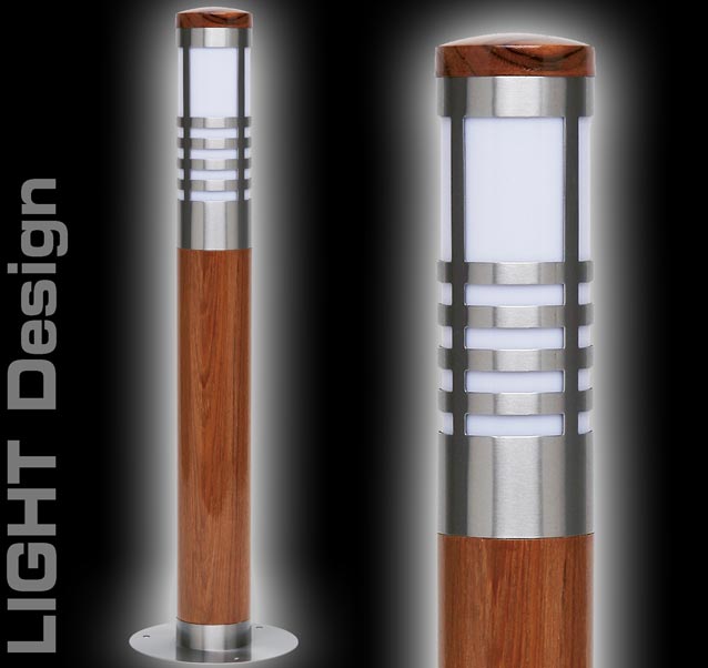 Stand Garten Lampe Außenleuchte EDELSTAHL / TEAK 42884