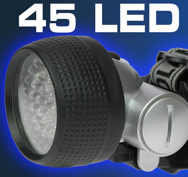 45 Power LED HighTech Stirnlampe Kopflampe Taschenlampe