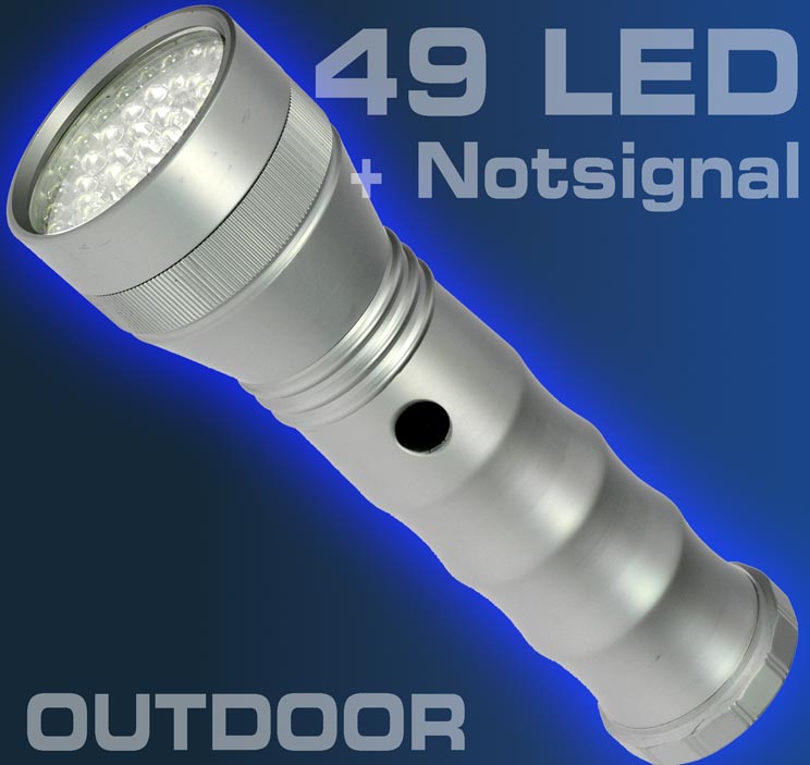 49 LED ALU Taschenlampe + Holster + Notsignal + E-Mode