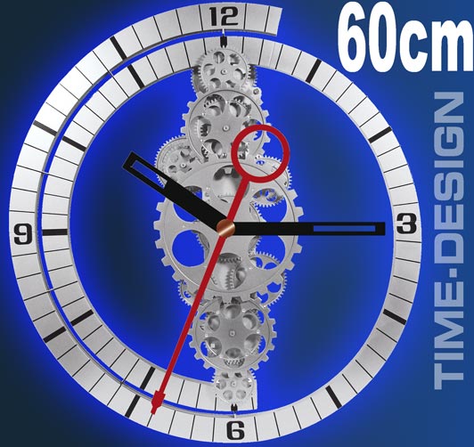 MAXI Design GETRIEBE WANDUHR UHR Zimmeruhr 60cm 7000