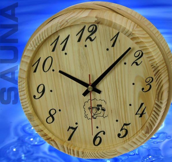 SAUNA Naturholz Wanduhr UHR 7560