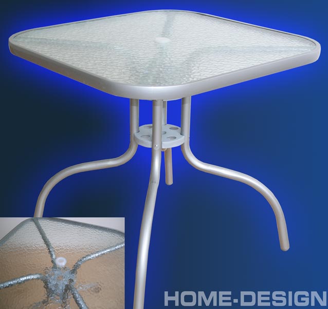 ALU Garten Möbel Gartentisch Tisch + Schirmständer 8122