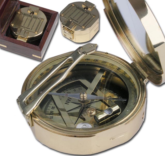 Nautic Kompass aus MESSING 7cm + Massivholzbox 9030