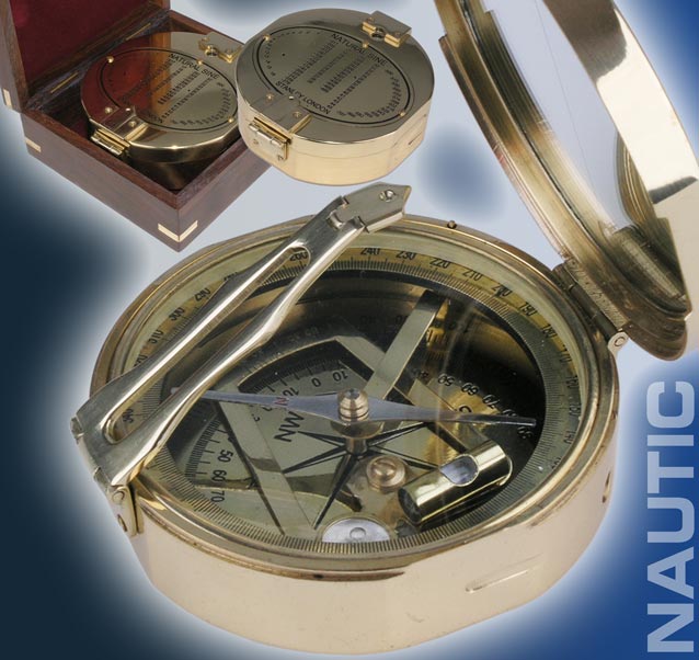 Nautic Kompass aus MESSING 11cm + Massivholzbox 9032