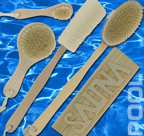 SET 5tlg SAUNA Wellness BIO Bürste Naturhaar+LUFFA 9360
