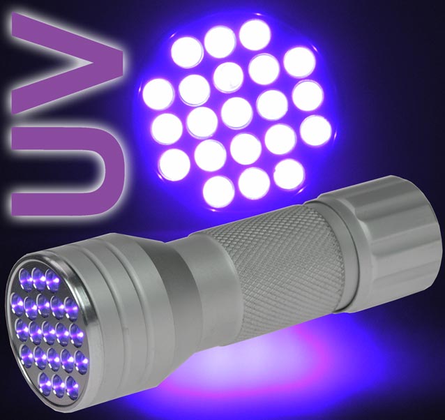 UV Licht 21 LED  ALU Taschenlampe Geocaching 1122
