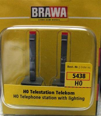 BRAWA H0 5438 2 x TelefonstationTelekom beleuchtet