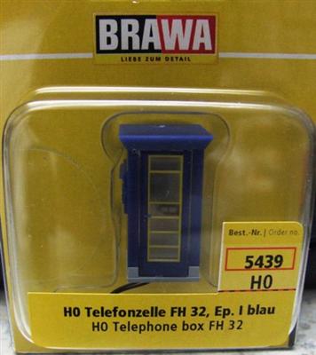 BRAWA H0 5439 Telefonzelle blau EP I beleuchtet