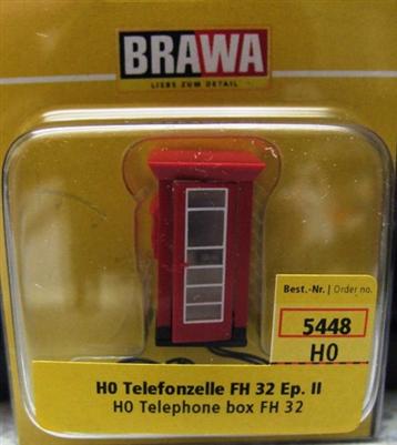 BRAWA H0 5448 Telefonzelle rot EP II beleuchtet