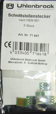 Uhlenbrock 71641 5 x 6-poliger Stecker nach NEM 651