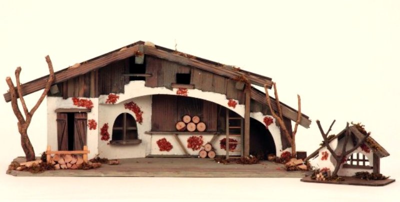 2 Häuser großes und kleines Holzhaus Krippe Stall Scheune Holz ...