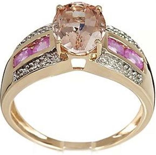 Harry Ivens IV Ring GG 375 Morganit, pinken Safiren und Diamanten