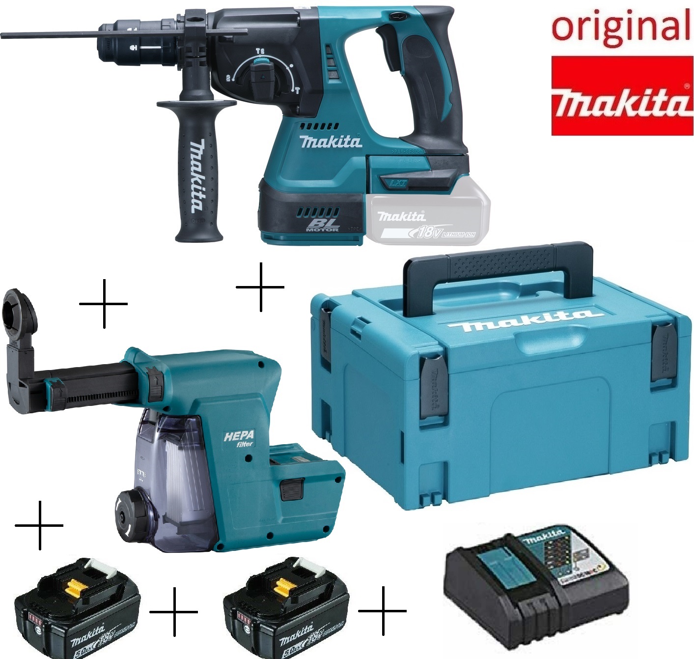 Makita Dhr Rtjw V Lxt Akku Bohrhammer X Ah Sds Staubabsaugung