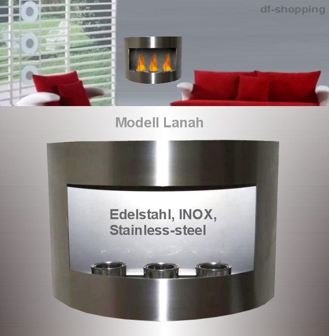Gelkamin & Bio-Ethanolkamin Model Lanah aus Edelstahl