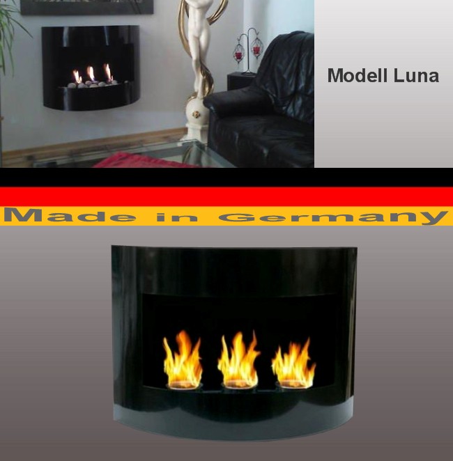 Gelkamin - Model Luna Schwarz
