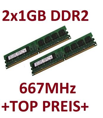 2x 1GB 2GB RAM PC Speicher 667 Mhz DDR2 PC2-5300U 240 pin DIMM Arbeitsspeicher