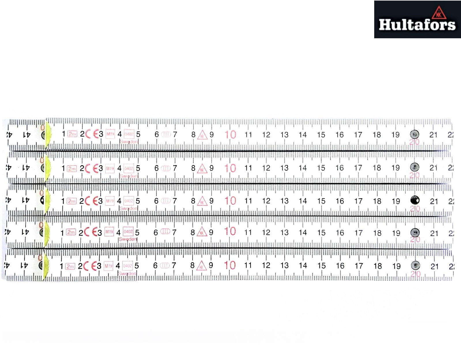 5x Hultafors Profi Schmiegen 2m Holz Dezimeter rot weiss Duplex-Winkelgradskala