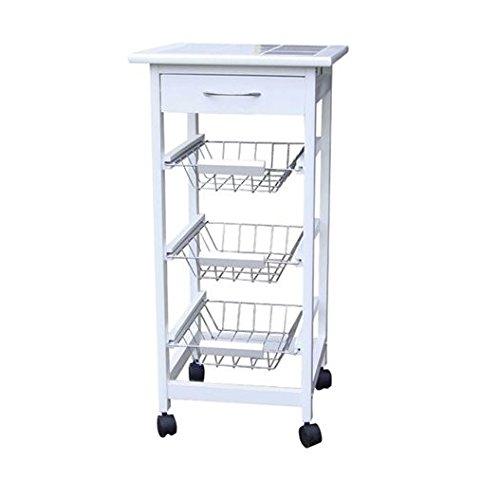 Küchentisch Wagen Beistellwagen Holz Küchenwagen mit 3 Körben in Weiß