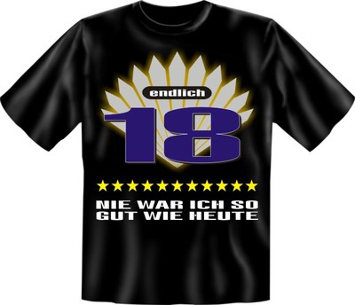 Fun Shirt ENDLICH 18, TShirt Sprüche 18. Geburtstag witzig Geschenk