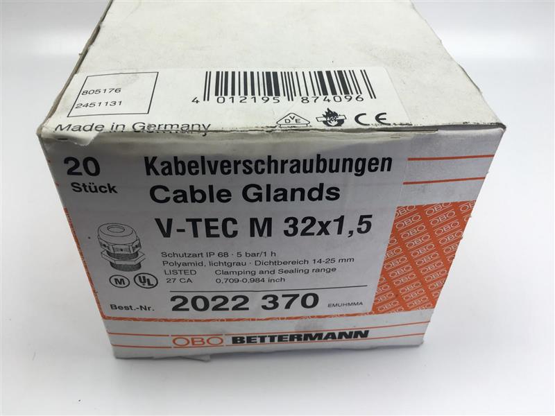 19x OBO Bettermann Kabelverschraubung V TEC M 32x1 5 2022 370 Cable Glands