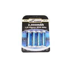 MC POWER 4er AKKU AA 2000 mAh WIEDERAUFLADBARE BATTERIEN Mignon NiMH