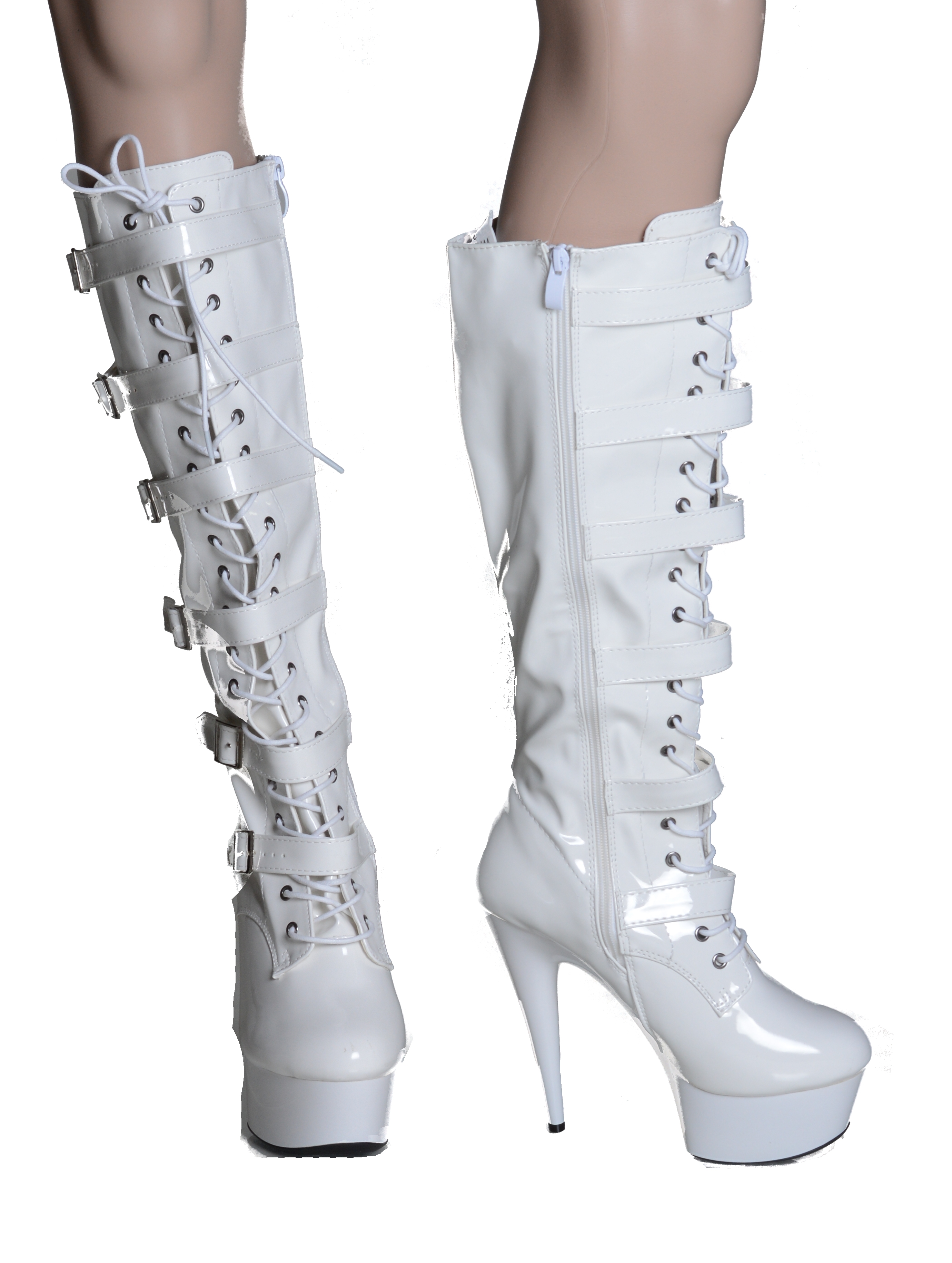 Lack Knee Boots High Heels im Gothic style Gr 36-46 von  Kassiopeya 